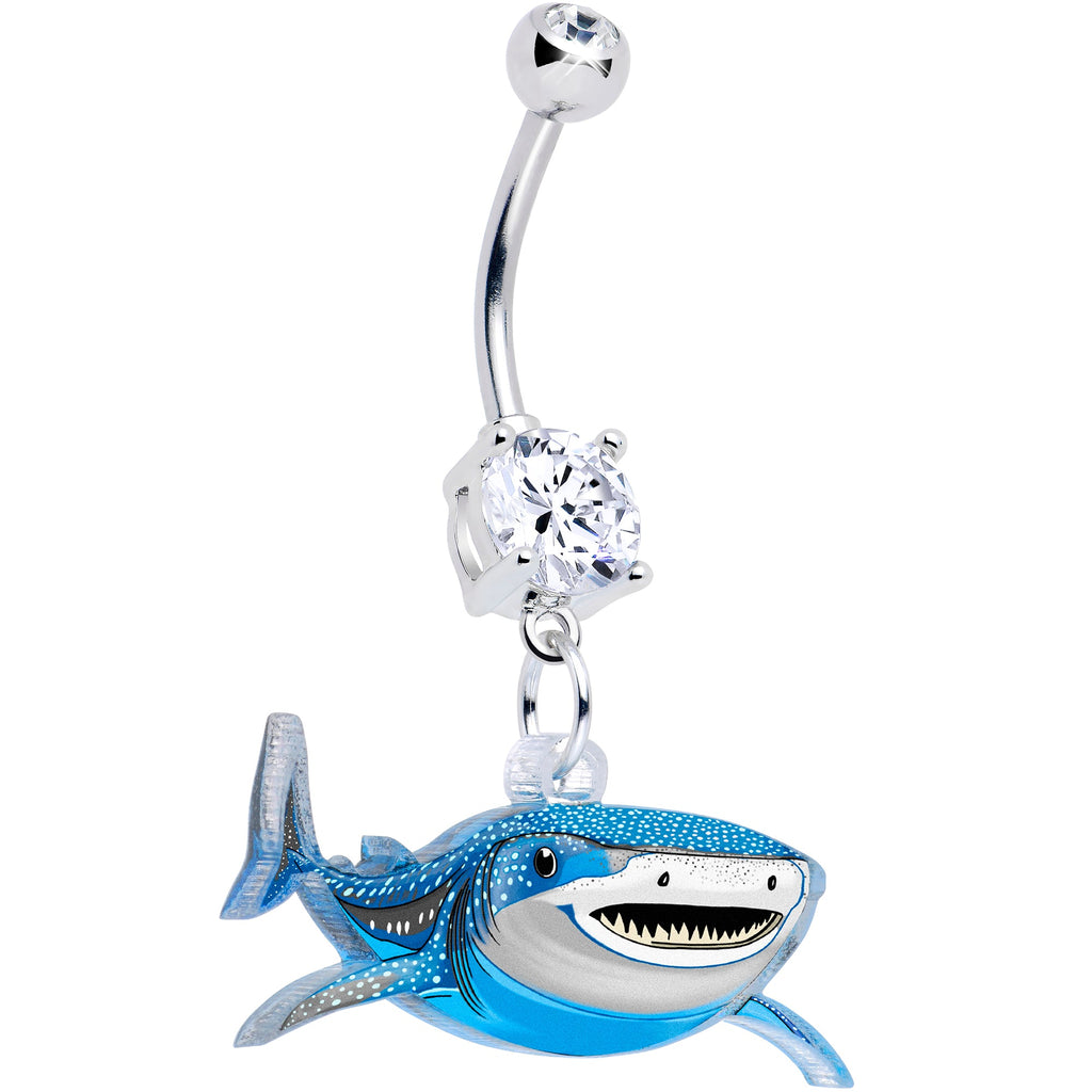 BodyCandy Acrylicious Attack Swimming Shark Dangle Belly Ring by Onyx O — main product shot