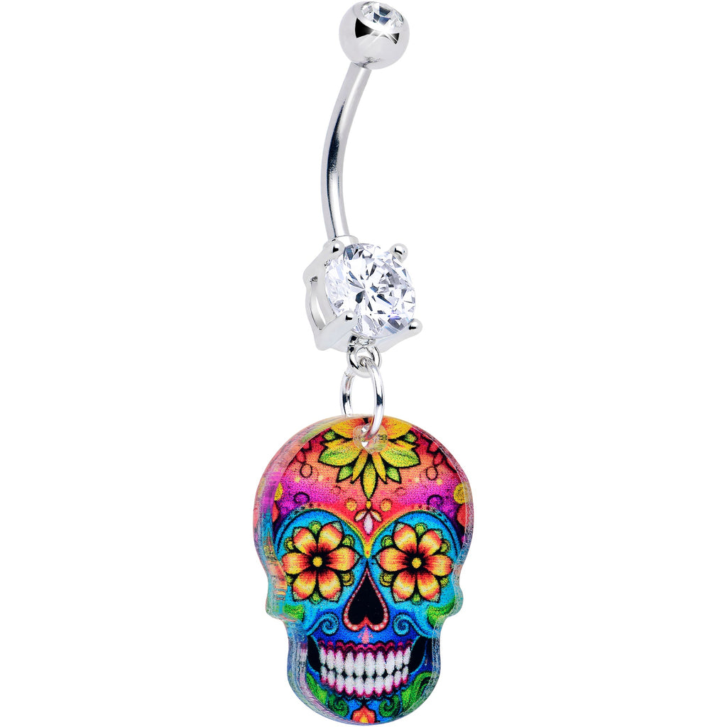 BodyCandy Acrylicious Vibrant Vibes Sugar Skull Dangle Belly Ring — main product shot