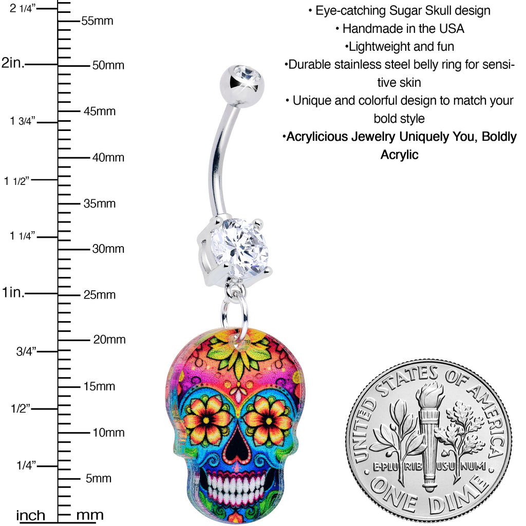 BodyCandy Acrylicious Vibrant Vibes Sugar Skull Dangle Belly Ring — lifestyle context