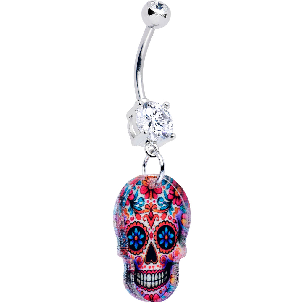 BodyCandy Acrylicious Happy Sugar Skull Dangle Belly Ring — lifestyle context