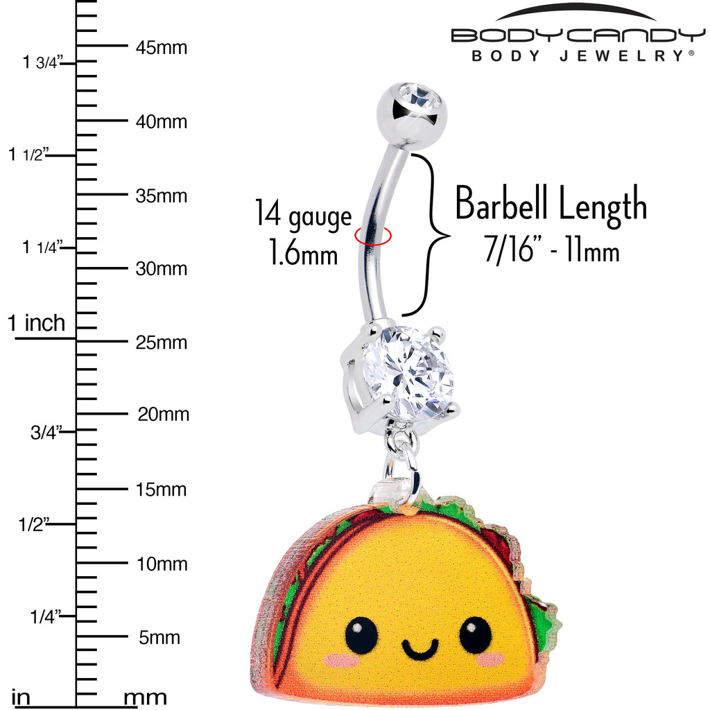 BodyCandy Acrylicious Taco Dangle Belly Ring by Onyx O — detail close-up