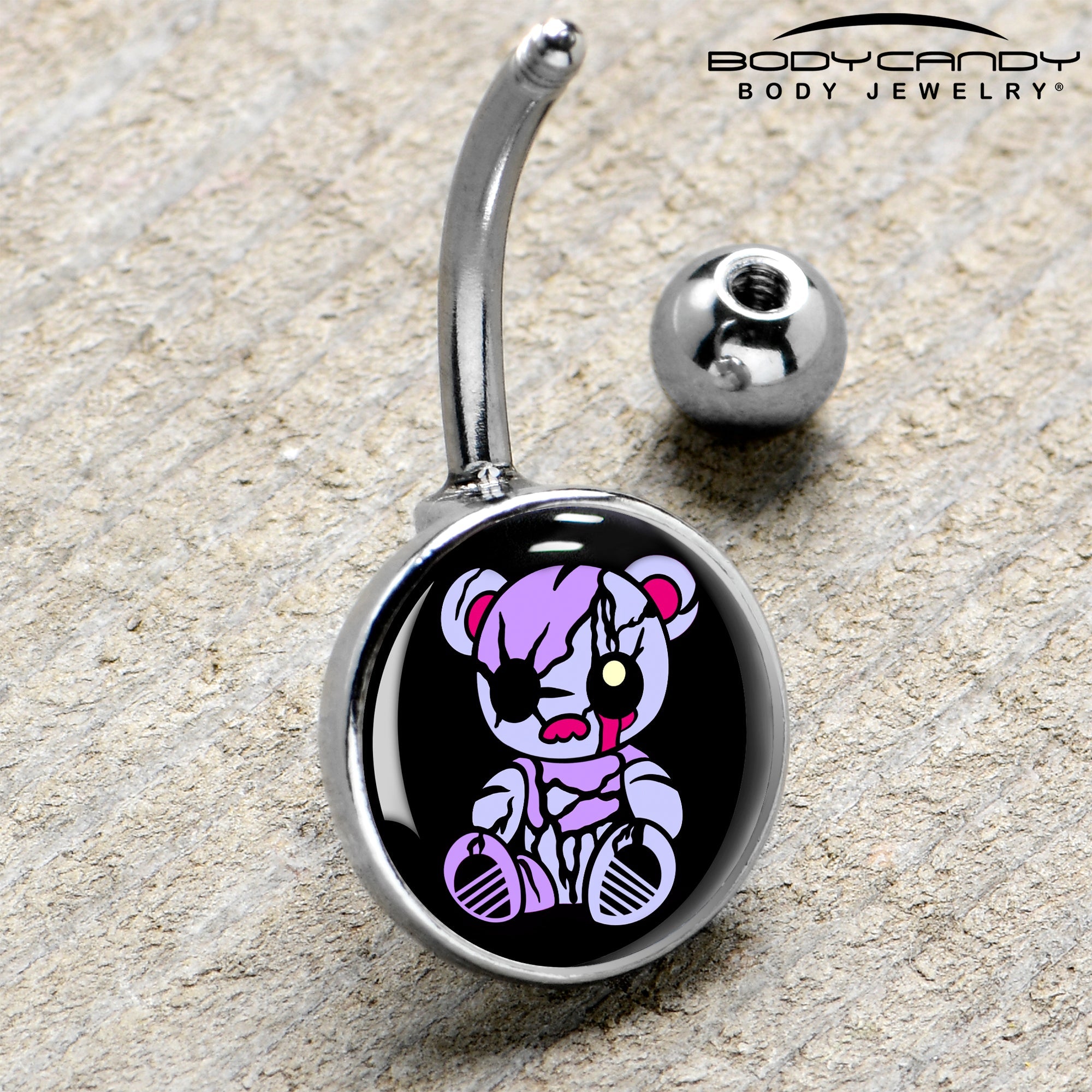 BodyCandy Attitude Teddy Bear Belly Ring by Onyx O — side view