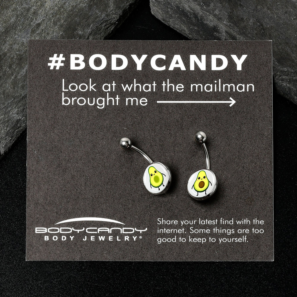 BodyCandy Avocado Oh BFF Set of 2 Belly Rings by Onyx O — side view