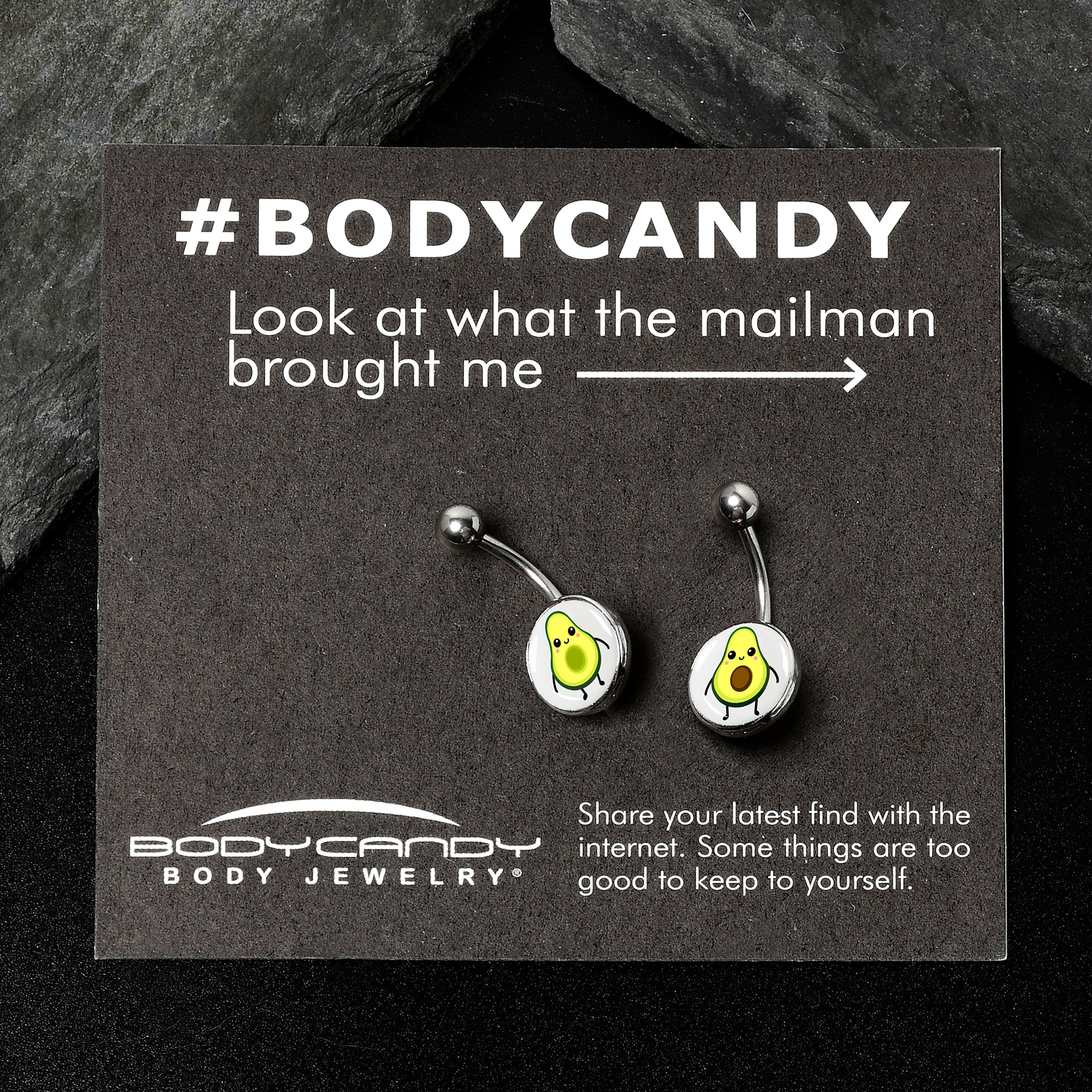 BodyCandy Avocado Oh BFF Set of 2 Belly Rings by Onyx O — side view