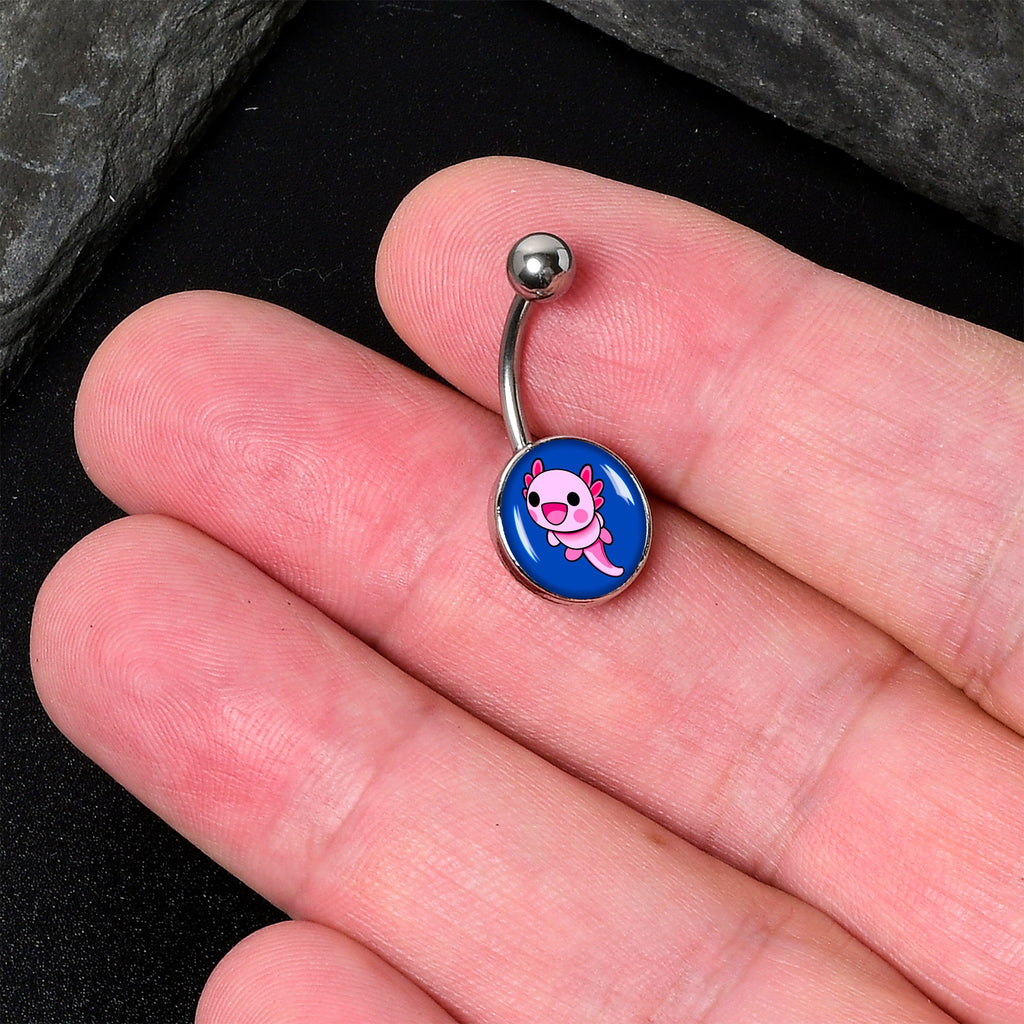 BodyCandy Adorable Axolotl Belly Ring by Onyx O — detail close-up