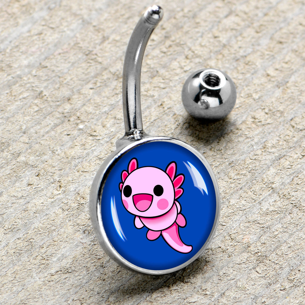 BodyCandy Adorable Axolotl Belly Ring by Onyx O — side view