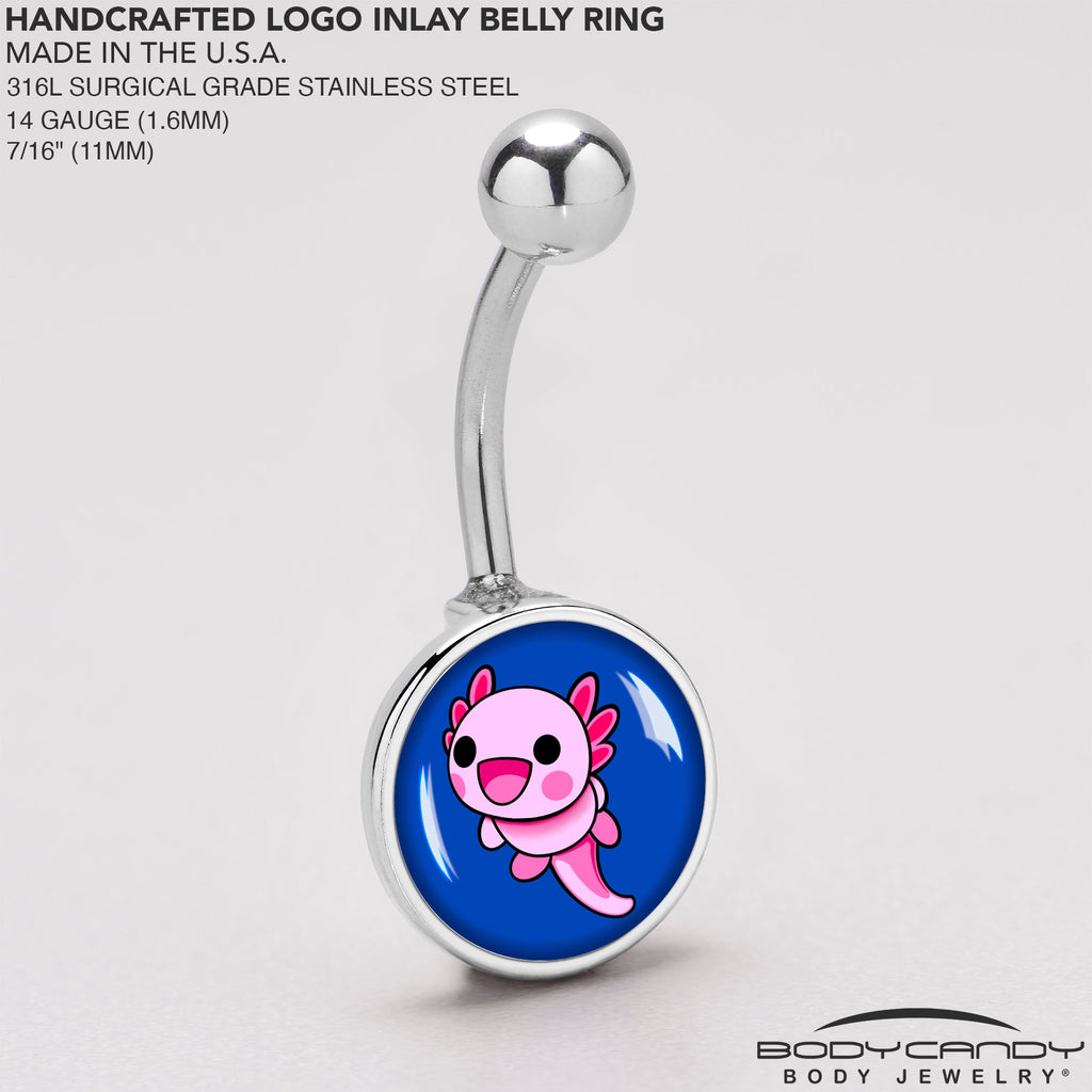 BodyCandy Adorable Axolotl Belly Ring by Onyx O — back view