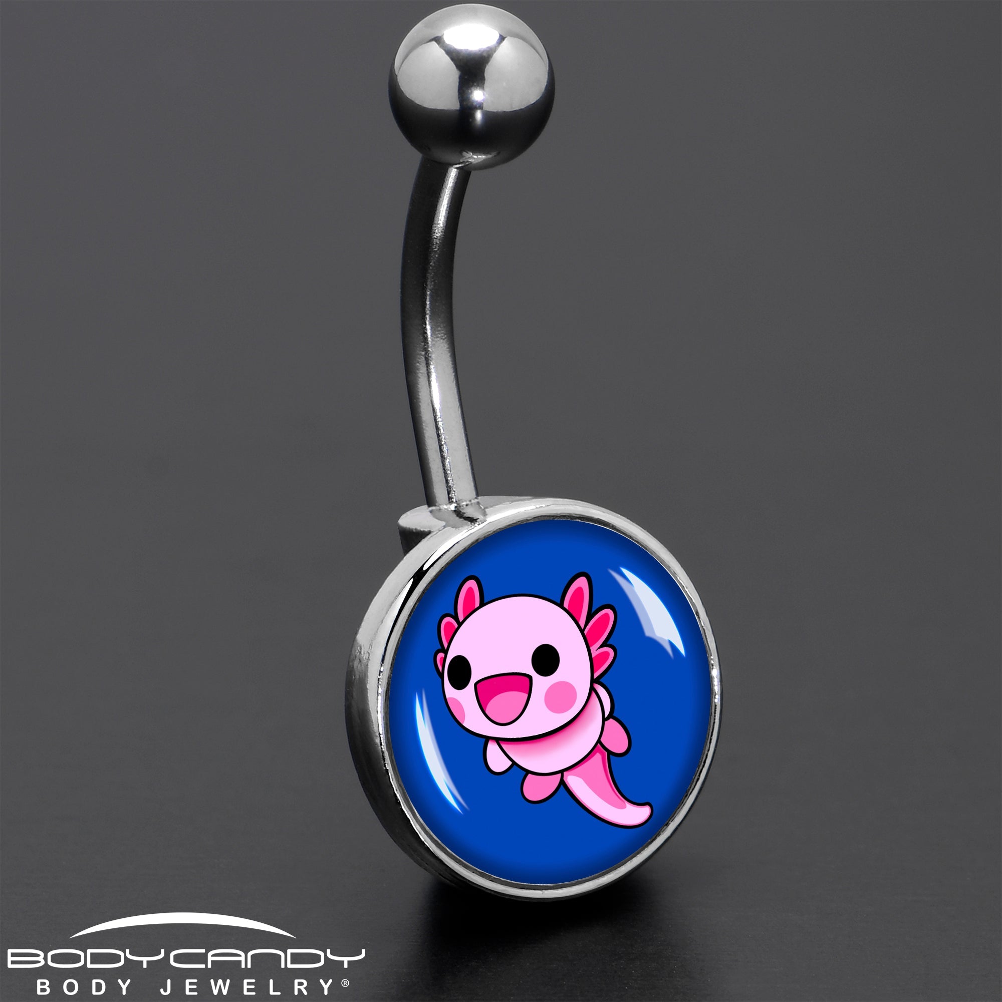 BodyCandy Adorable Axolotl Belly Ring by Onyx O — size reference