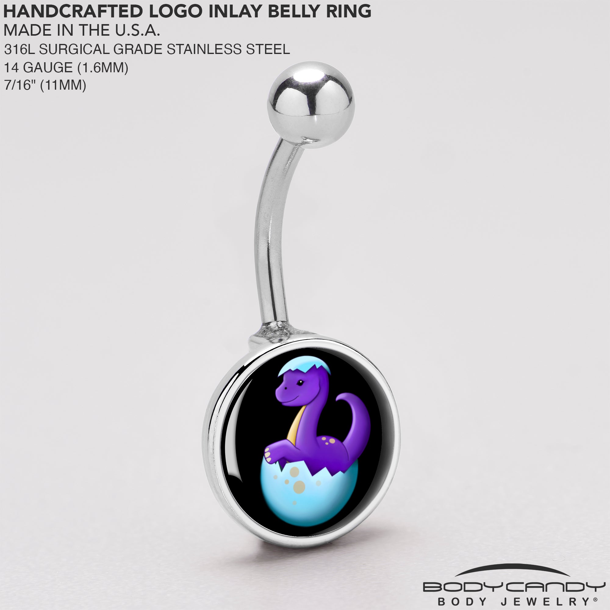 BodyCandy Baby Dinosaur Belly Ring by Onyx O — back view