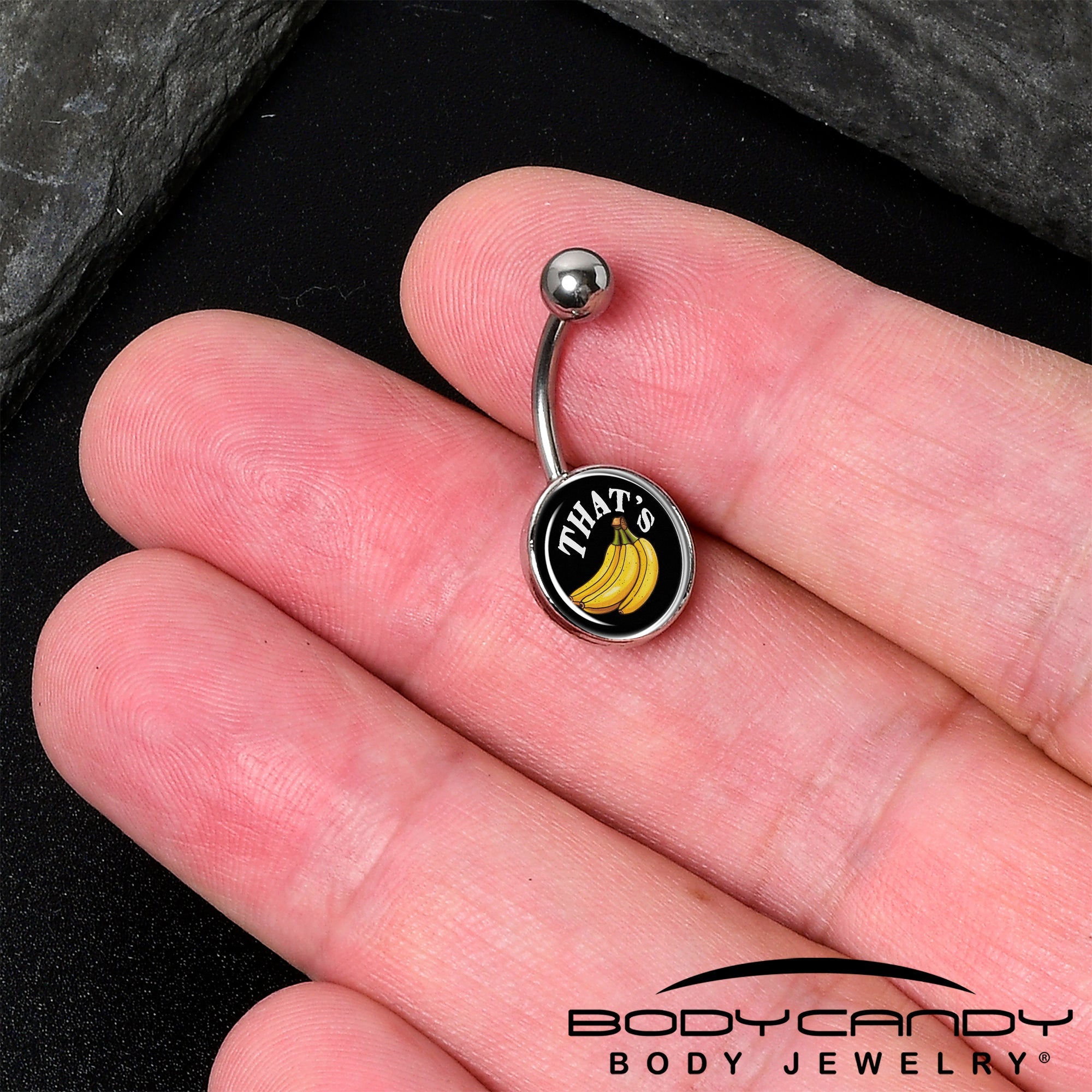 BodyCandy That is Bananas Belly Ring by Onyx O — detail close-up