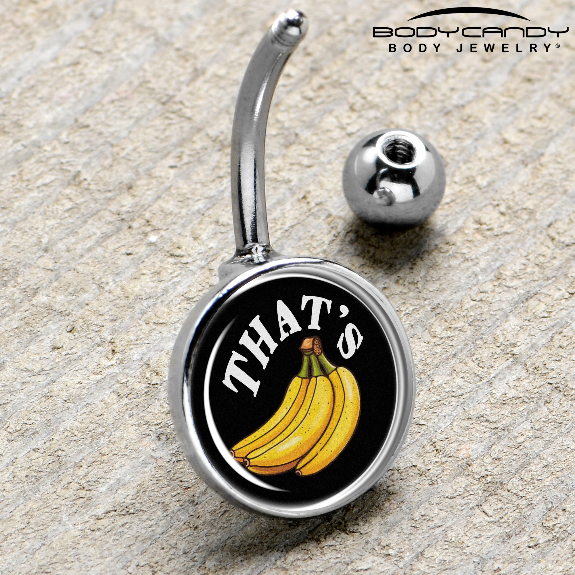 BodyCandy That is Bananas Belly Ring by Onyx O — side view