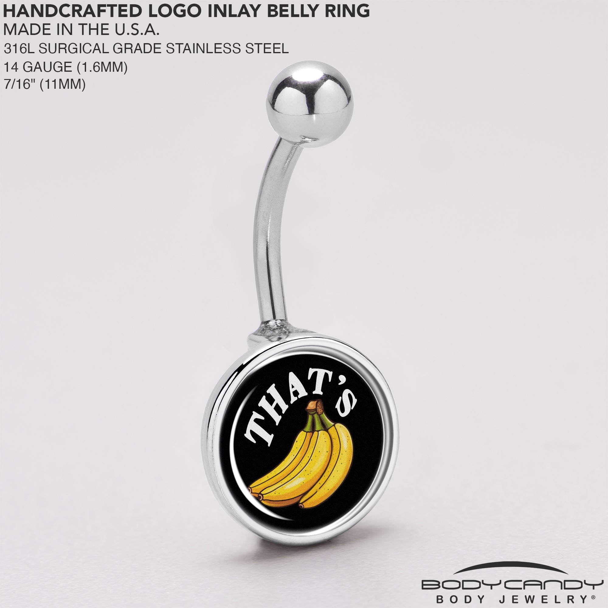 BodyCandy That is Bananas Belly Ring by Onyx O — back view