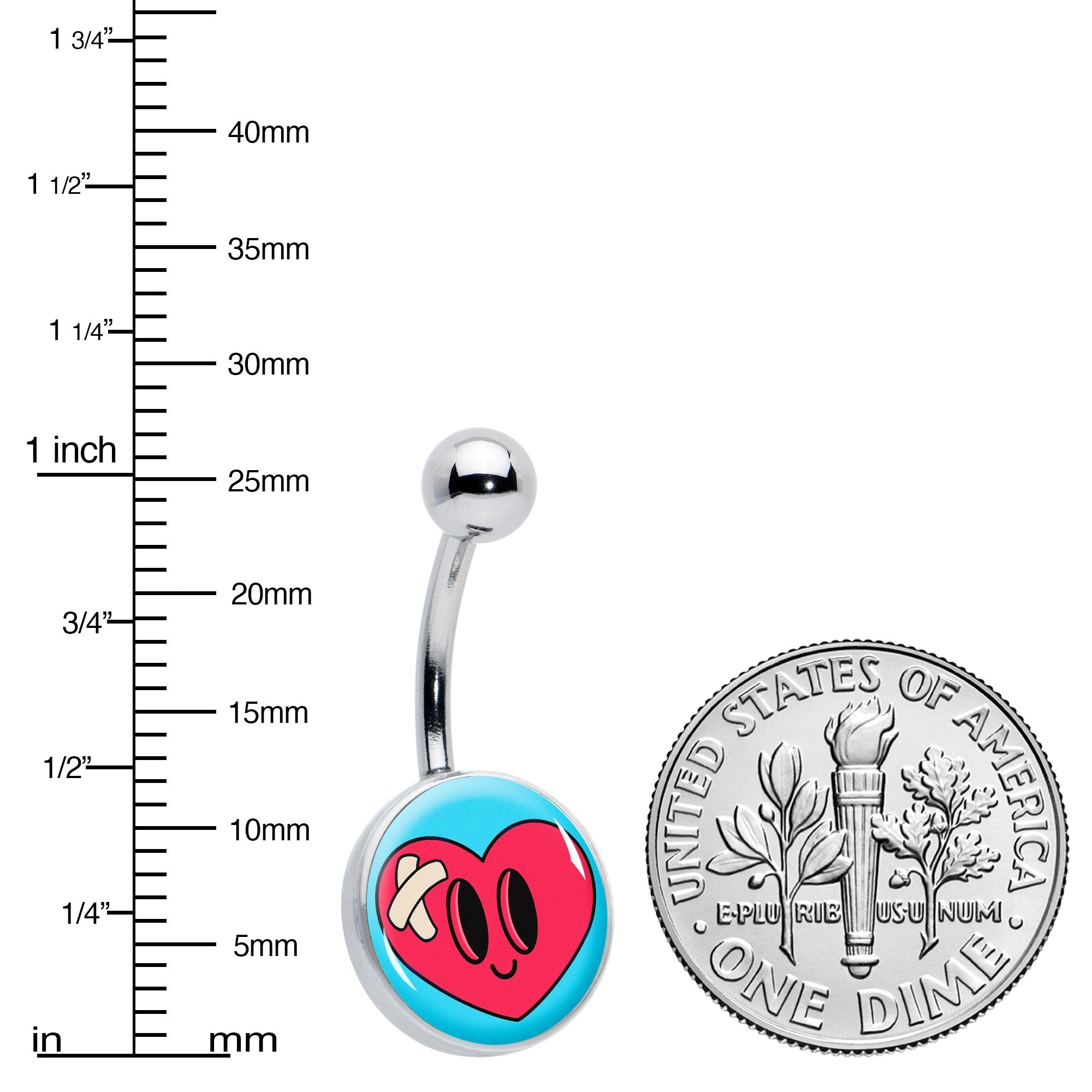 BodyCandy Bandaged Heartbreak Heart Belly Ring by Onyx O — alternative angle