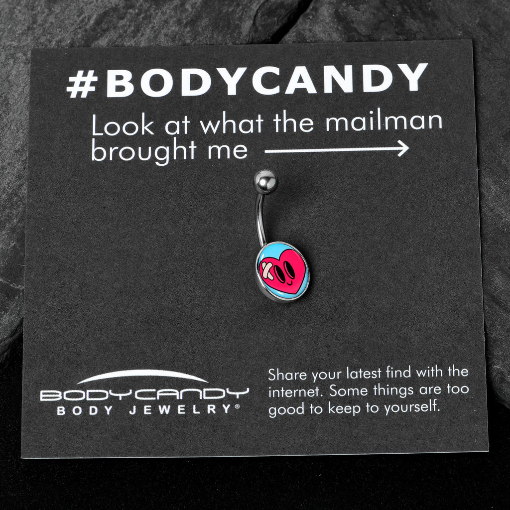 BodyCandy Bandaged Heartbreak Heart Belly Ring by Onyx O — in-use photo