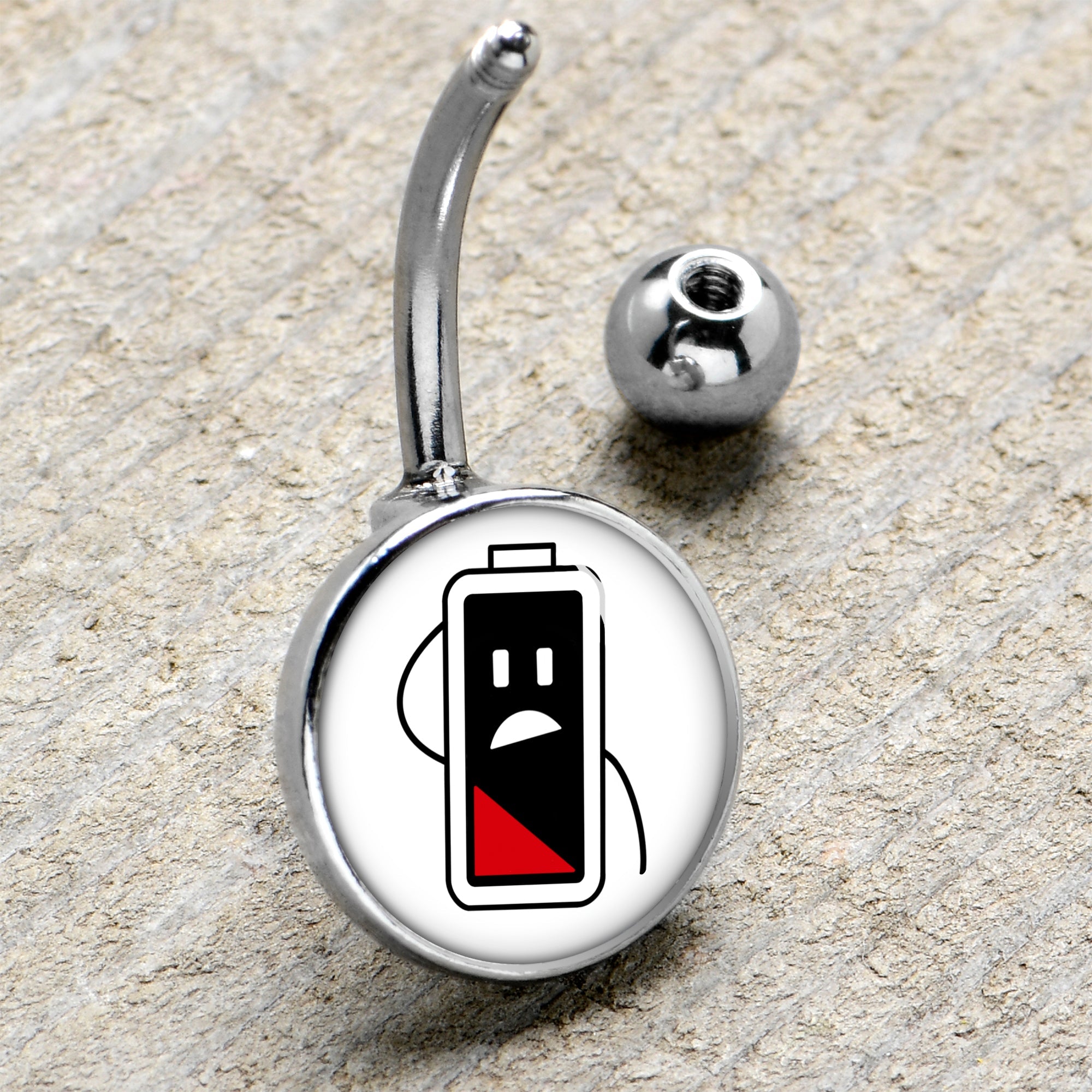 BodyCandy Battery Empty Belly Ring by Onyx O — side view