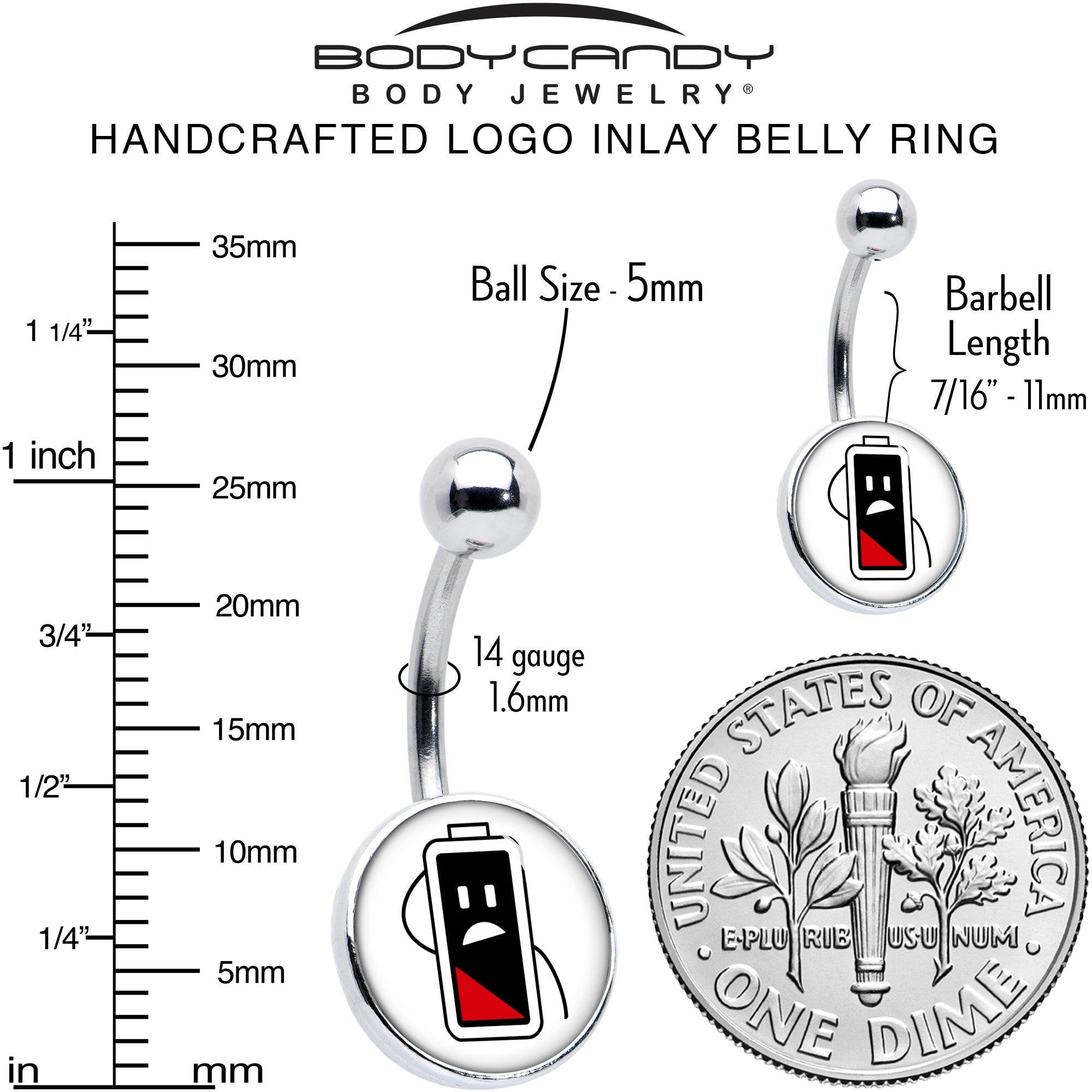 BodyCandy Battery Empty Belly Ring by Onyx O — alternative angle
