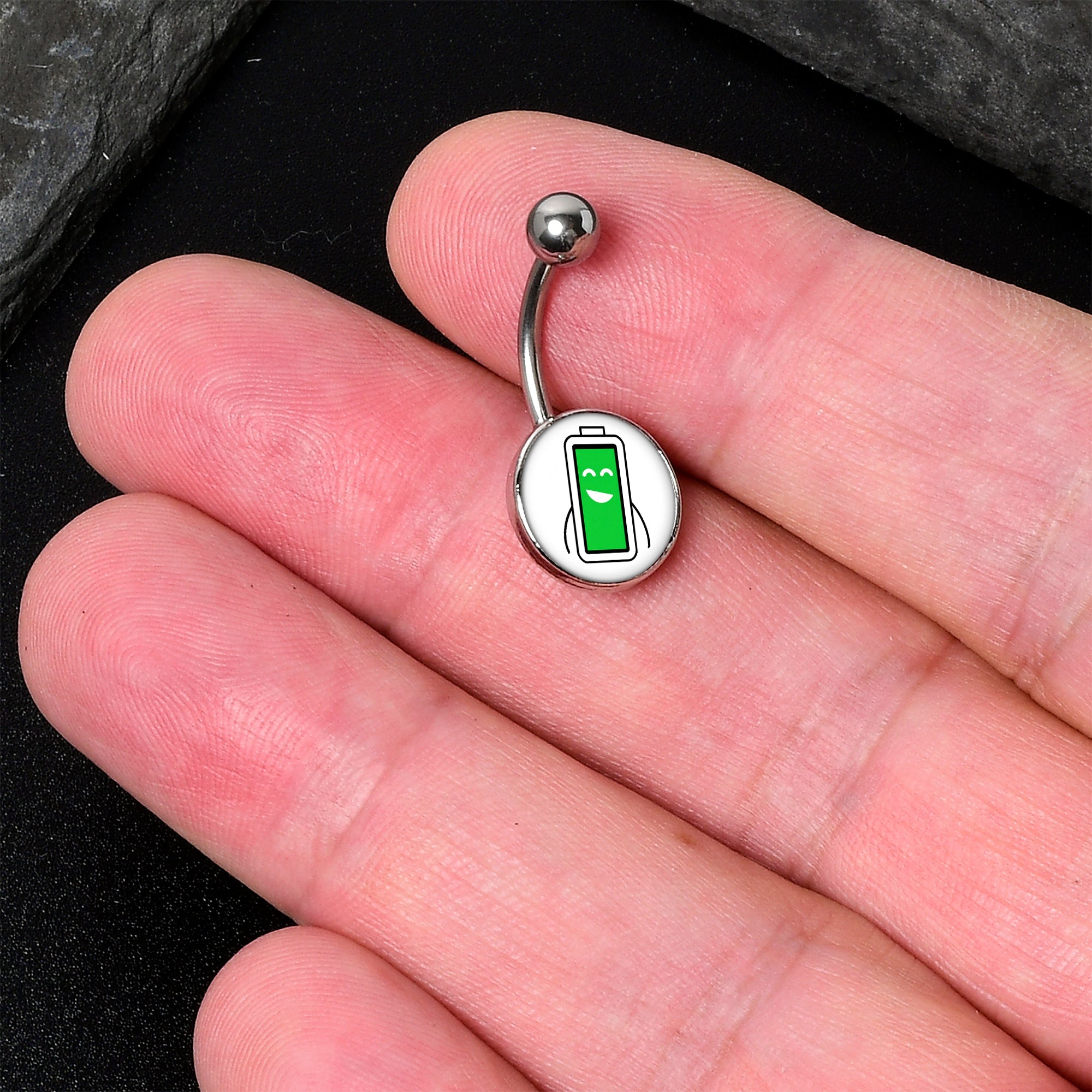 BodyCandy Battery Full Belly Ring by Onyx O — detail close-up