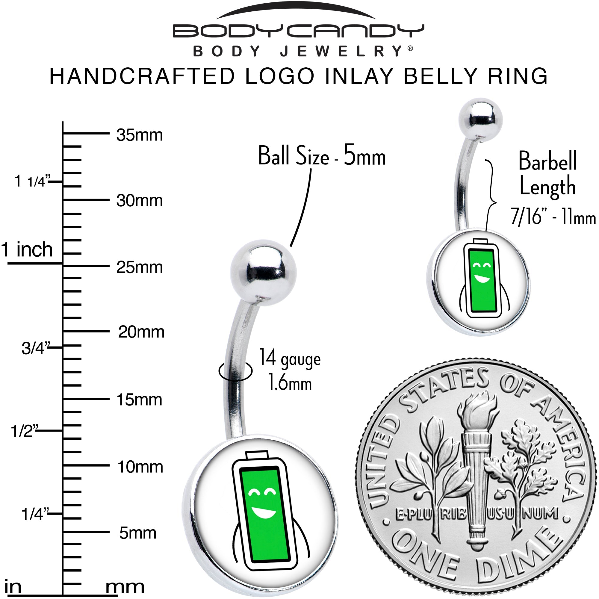 BodyCandy Battery Full Belly Ring by Onyx O — alternative angle