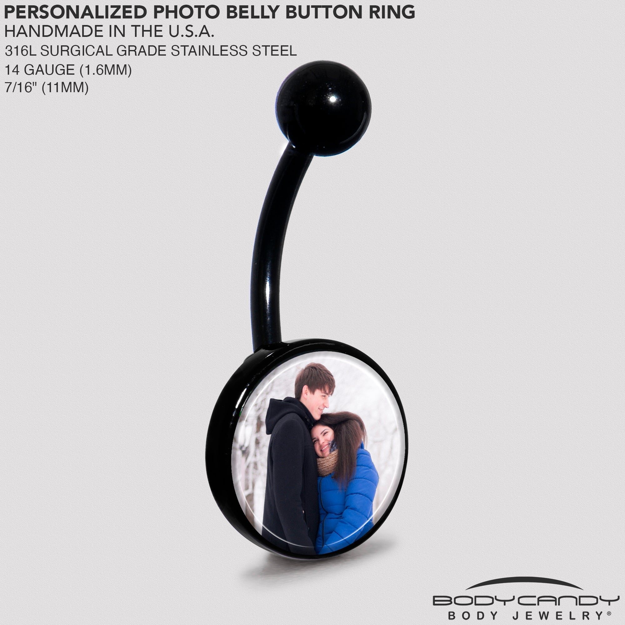 BodyCandy Black Anodized Titanium Custom Photo Belly Ring — packaging