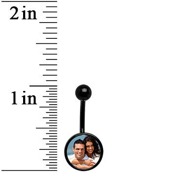 BodyCandy Black Anodized Titanium Custom Photo Belly Ring — side view