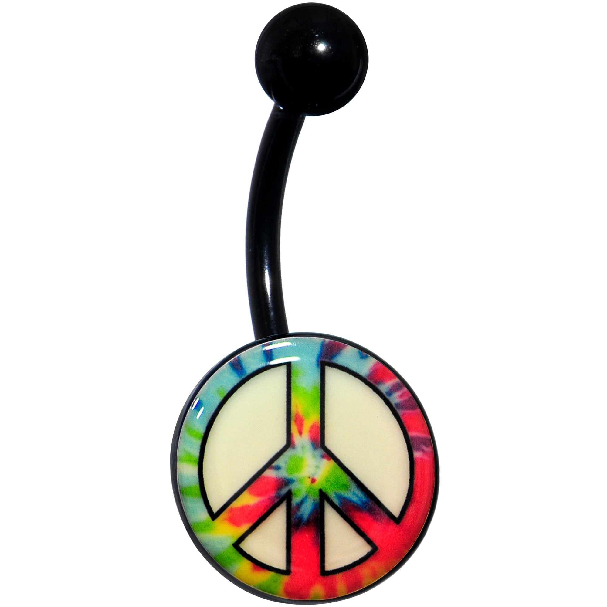 BodyCandy Glow in the Dark Titanium Tie Dyed Peace Sign Belly Ring — packaging