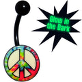 BodyCandy Glow in the Dark Titanium Tie Dyed Peace Sign Belly Ring — main product shot