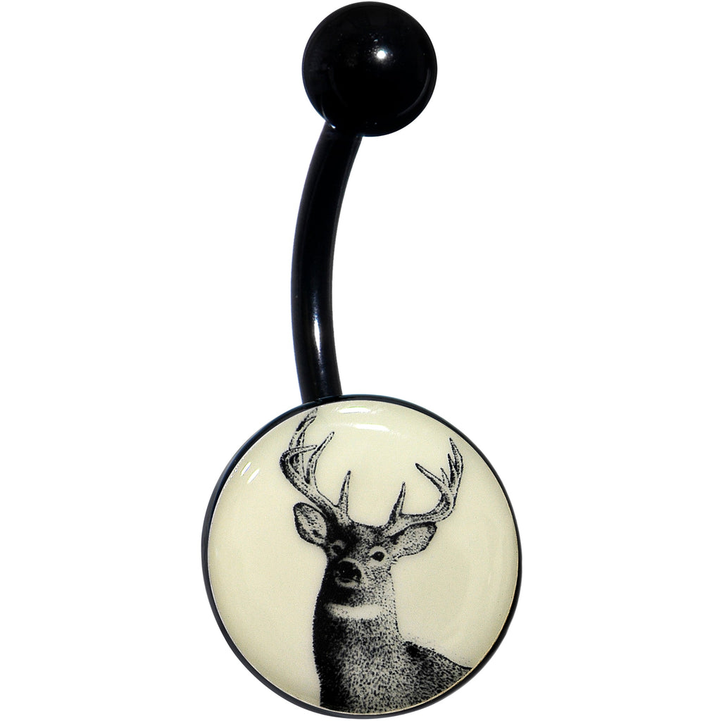 BodyCandy Glow in the Dark Titanium Deer Buck Belly Ring — lifestyle context