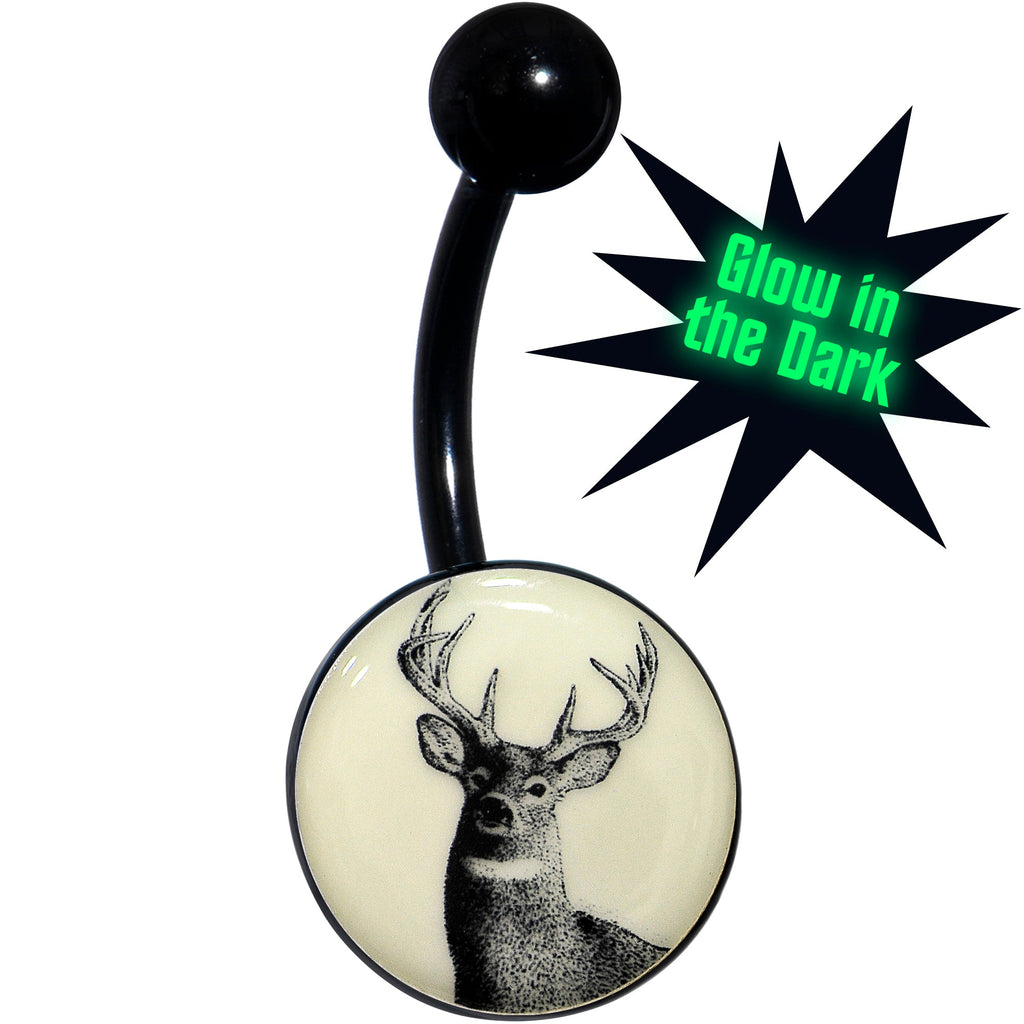 BodyCandy Glow in the Dark Titanium Deer Buck Belly Ring — main product shot