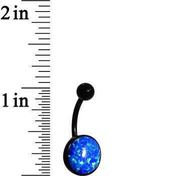 BodyCandy Aqua Synthetic Opal Black Anodized Bottom Mount Belly Ring — lifestyle context