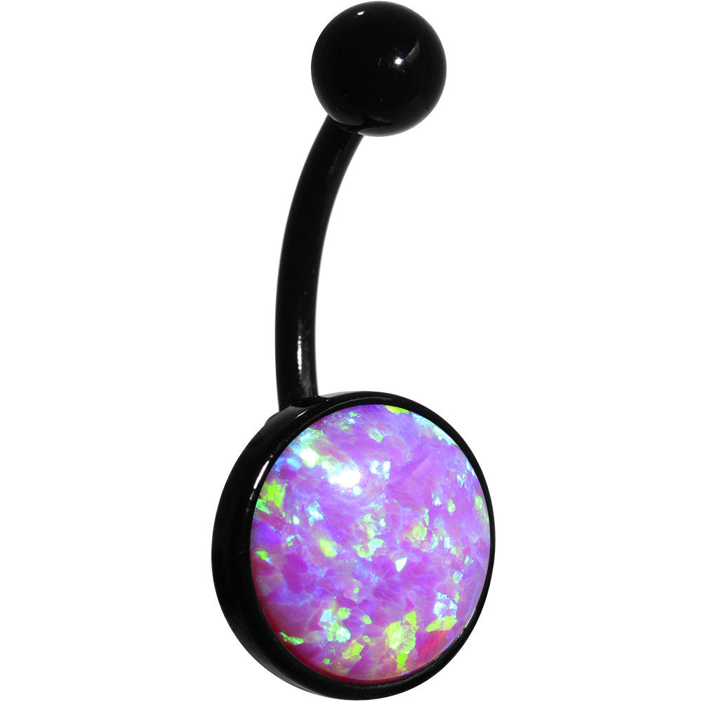 BodyCandy Pink Synthetic Opal Black Anodized Bottom Mount Belly Ring — main product shot