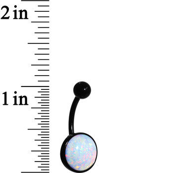 BodyCandy White Synthetic Opal Black Anodized Bottom Mount Belly Ring — lifestyle context