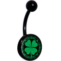 BodyCandy Green St Patricks Day Shamrock Black Belly Ring — main product shot