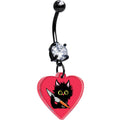 BodyCandy Black Double Gem Heart Staby Cat Dangle Belly Ring by Onyx O — main product shot