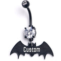 BodyCandy Custom Clear Gem Black Bat Personalized Dangle Belly Ring — main product shot
