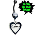 BodyCandy Custom Glow in the Dark Heart Dangle Personalized Belly Ring — main product shot