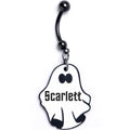 BodyCandy Custom Black Halloween Ghost Personalized Dangle Belly Ring — main product shot