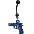 BodyCandy Blue Glitter Gun Dangle Belly Ring — main product shot