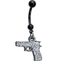 BodyCandy Silver Tone Glitter Gun Dangle Belly Ring — main product shot