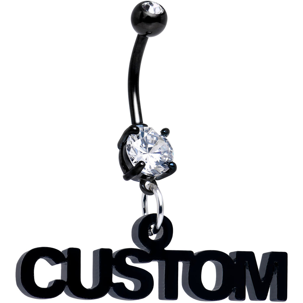 BodyCandy Custom Black Double Gem Personalized Name Belly Ring — in-use photo