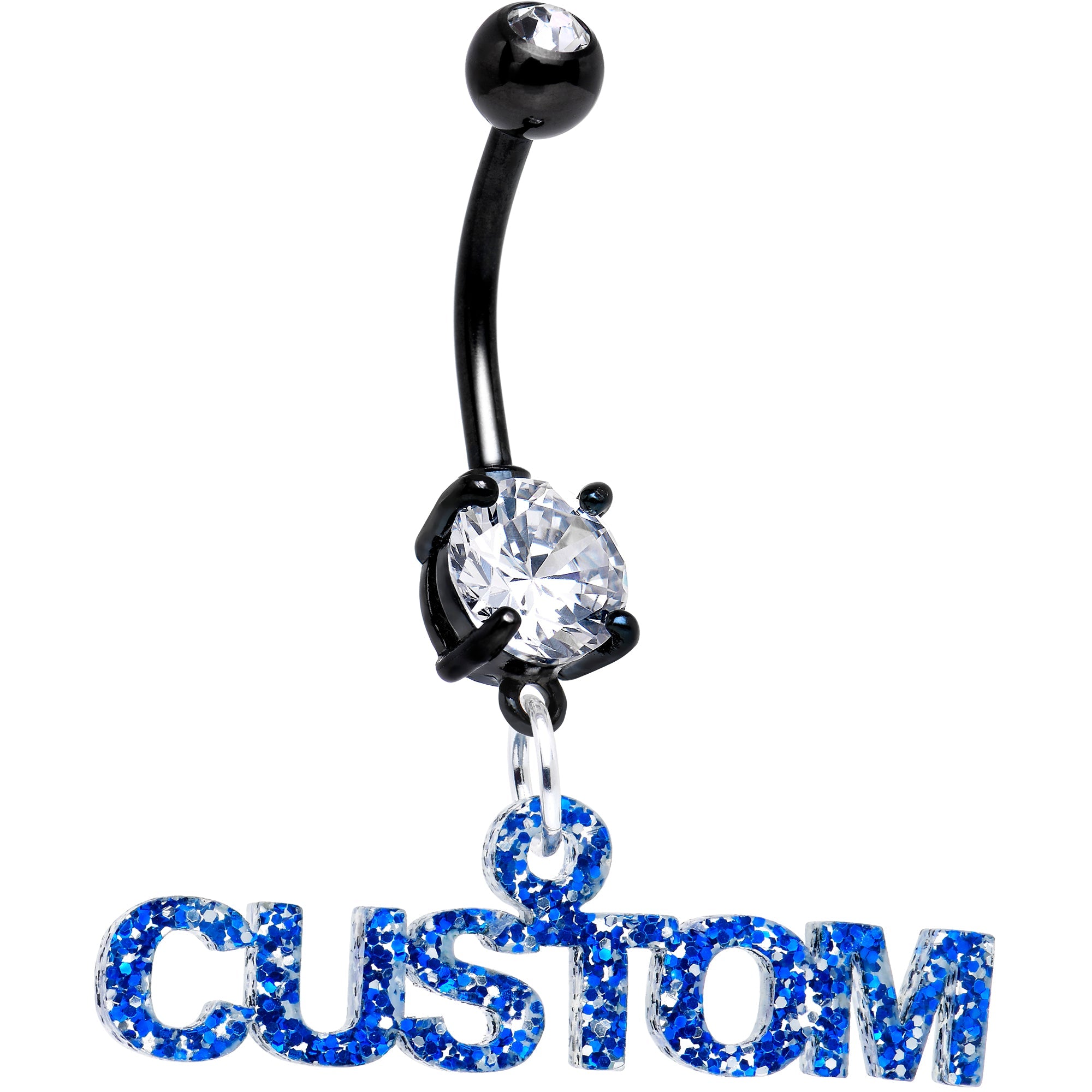 BodyCandy Custom Black Double Gem Personalized Name Belly Ring — alternative angle