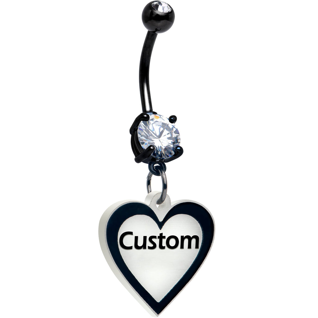 BodyCandy Custom Glow in the Dark Heart Dangle Personalized Belly Ring — alternative angle