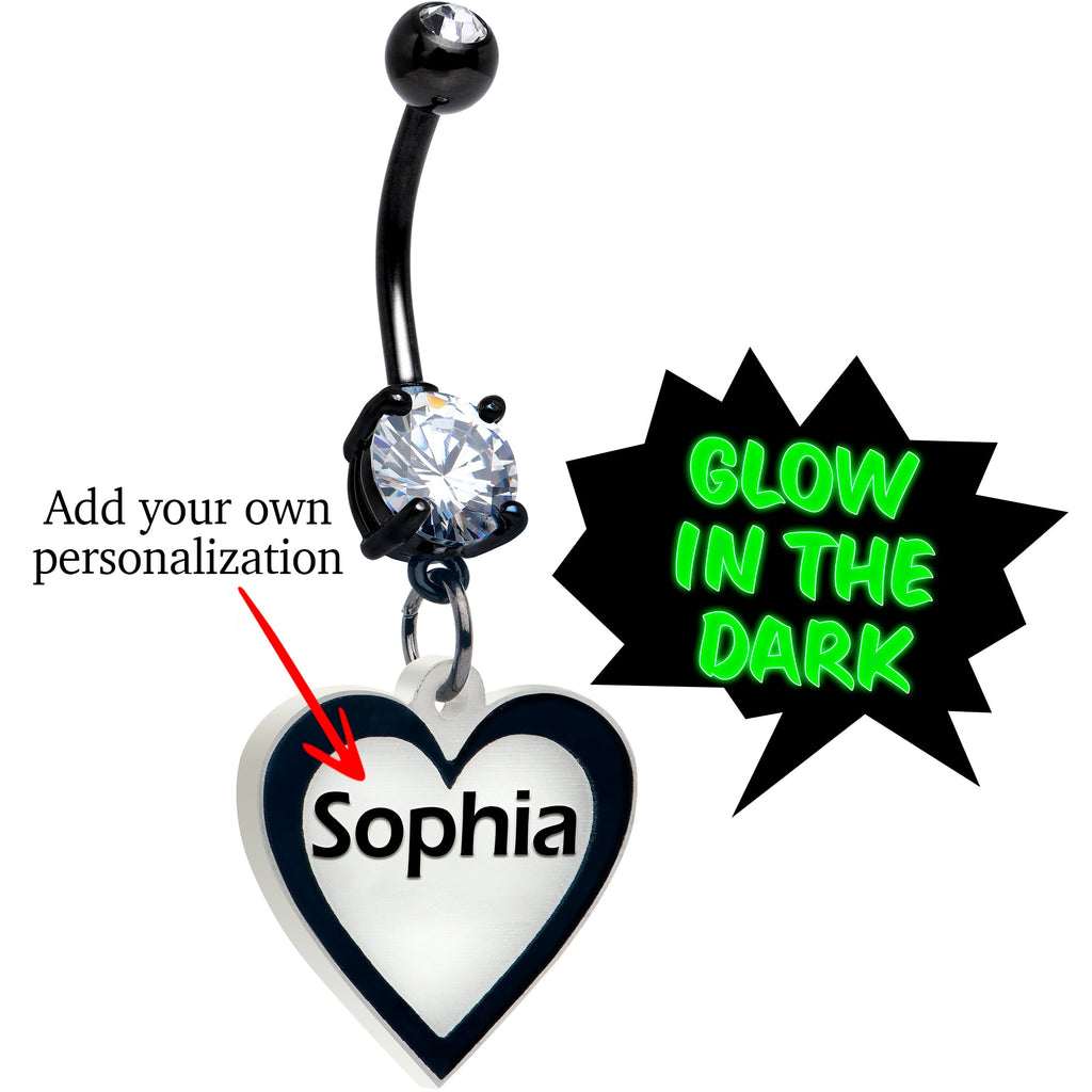 BodyCandy Custom Glow in the Dark Heart Dangle Personalized Belly Ring — lifestyle context