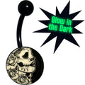 BodyCandy Black Glow in the Dark Katrina Sugar Skull Belly Ring — main product shot