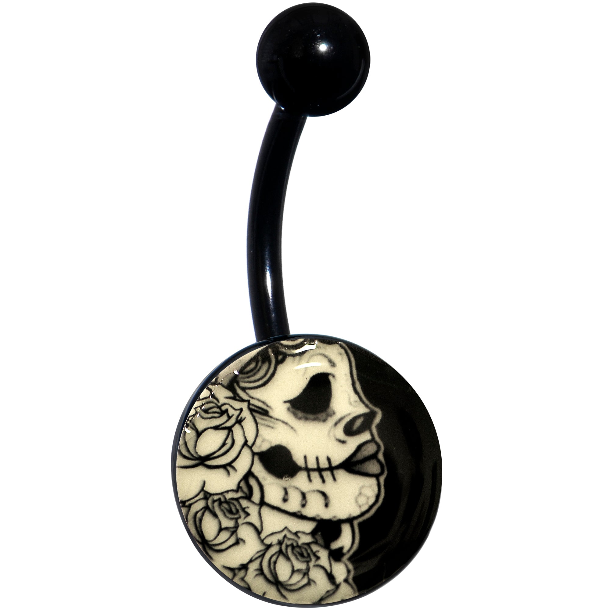 BodyCandy Black Glow in the Dark Katrina Sugar Skull Belly Ring — packaging