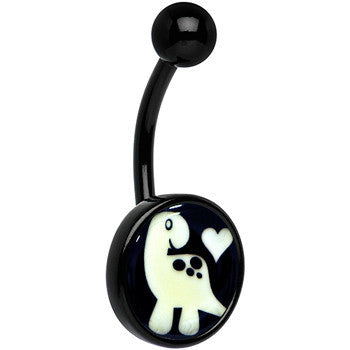 BodyCandy Black Glow in the Dark Cute Dinosaur Belly Ring — comparison shot
