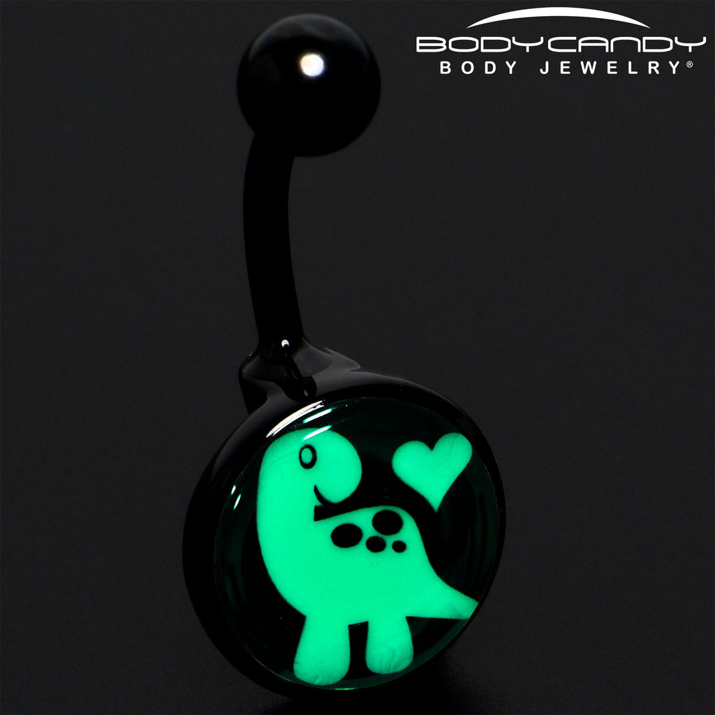 BodyCandy Black Glow in the Dark Cute Dinosaur Belly Ring — lifestyle context