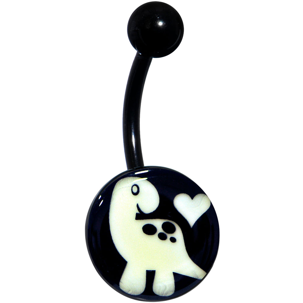 BodyCandy Black Glow in the Dark Cute Dinosaur Belly Ring — fabric or material detail