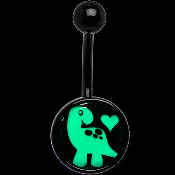 BodyCandy Black Glow in the Dark Cute Dinosaur Belly Ring — packaging