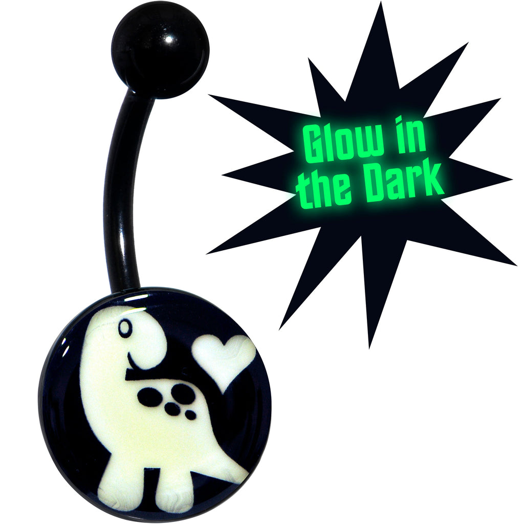 BodyCandy Black Glow in the Dark Cute Dinosaur Belly Ring — main product shot