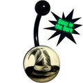 BodyCandy Black Titanium Magic Witch Hat Glow in the Dark Belly Ring — main product shot